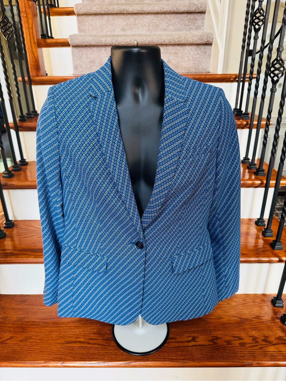 Banana Republic Blue Geometric Print Blazer Women’s Size 8 Fully Lined